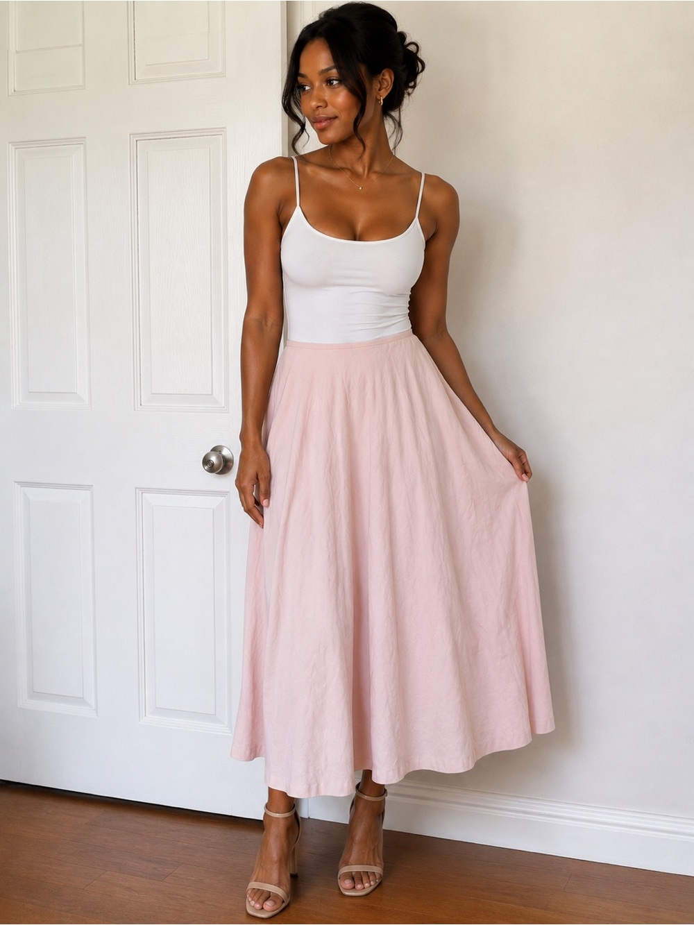 Ralph Lauren Soft Blush A-Line Midi Skirt